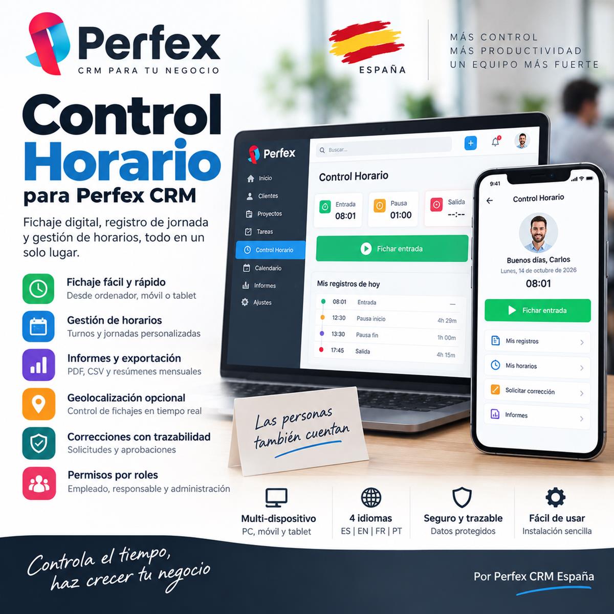 Módulo de Control Horario para Perfex CRM | Fichaje Digital